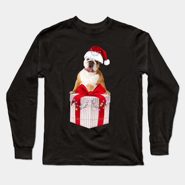 Bulldog Christmas T-shirt Long Sleeve T-Shirt by Uniquewear